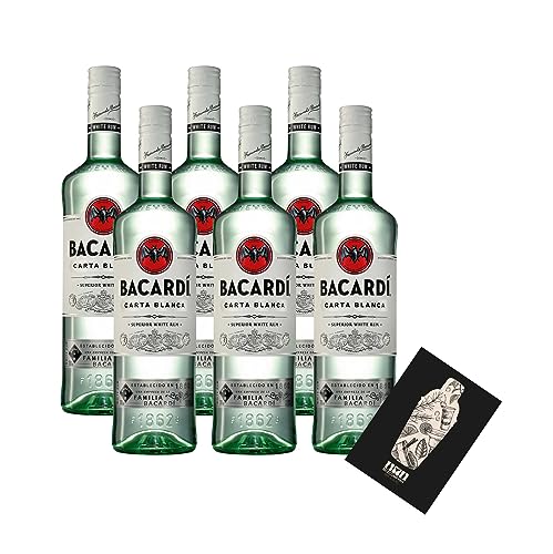 Bacardi 6er Set Carta Blanca 6x 0,7L (37,5% Vol) Superior white Rum- [Enthält Sulfite] von Mixcompany.de Bar & Glas