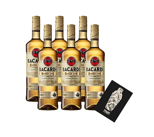 Bacardi 6er Set Carta Oro Rum 6x 0,7L (37,5% Vol) Superior Gold Rum - [Enthält Sulfite] von Mixcompany.de Bar & Glas
