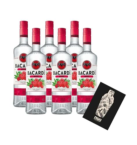 Bacardi 6er Set Razz 6x 0,7L (27% Vol) Rum mit Himbeere- [Enthält Sulfite] von Mixcompany.de Bar & Glas