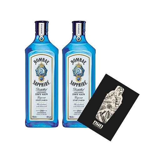 Bombay Sapphire 2er Set Distilled London Dry Gin 2x 0,7L (40% vol) Vapour infused- [Enthält Sulfite] von Mixcompany.de Bar & Glas