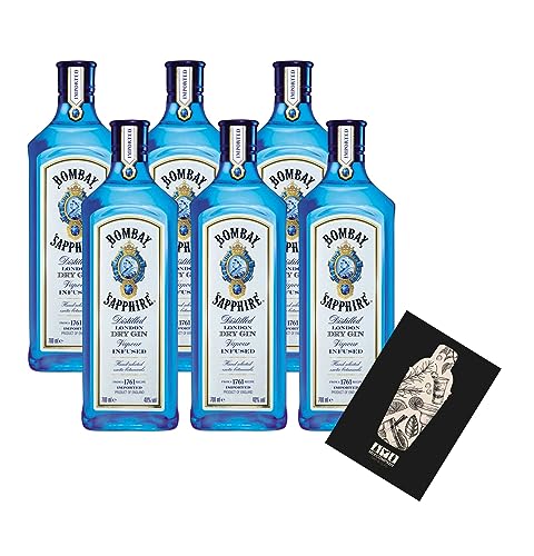 Bombay Sapphire 6er Set Distilled London Dry Gin 6x 0,7L (40% vol) Vapour infused- [Enthält Sulfite] von Mixcompany.de Bar & Glas