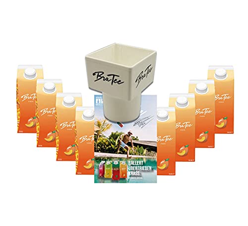 Capital BraTee 8er Set Eistee Pfirsich Peach 750ml Ice tea + Gratis Getränkehalter + Autogrammkarte - Der Klassiker unter den Eistees: Pfirsichgeschmack von Mixcompany.de Bar & Glas