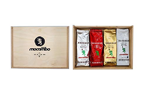 Drago Mocambo Tasting Set in Holzbox - 4x 250g Bohnen - Brasilia 250g + Gran Bar 250g + Suprema 250g + Aroma 250g von Mixcompany.de Bar & Glas