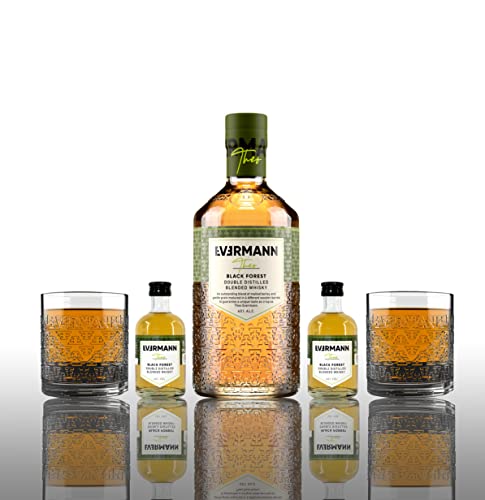 Evermann Theo Set - Whisky 0,7L (40% Vol) + 2 Evermann Theo Miniaturen 10cl und 2 Tumbler GRATIS- [Enthält Sulfite] von Mixcompany.de Bar & Glas