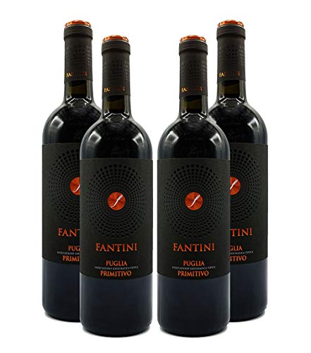 Farnese Fantini Puglia Primitivo 4er Set Rotwein aus Italien 4x 0,75L (14% Vol)- [Enthält Sulfite] von Mixcompany.de Bar & Glas