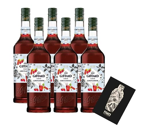 Giffard Grenadine 6er Set Sirup je 1L Himbeere, Brombeere, Johannisbeere, Vanille von Mixcompany.de Bar & Glas