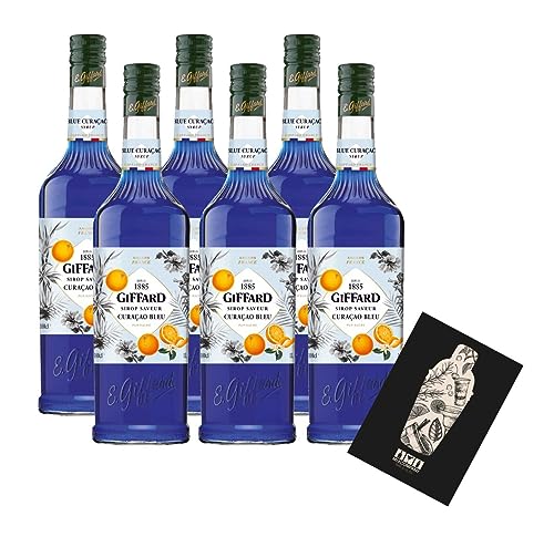 Giffard curacao bleu 6er Set Sirup Blue Curacao je 1L Orange von Mixcompany.de Bar & Glas