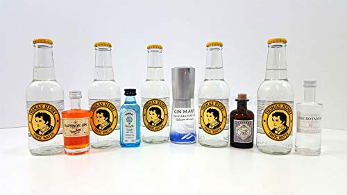 Gin Tonic Probierset ? 5x Verschiedene Gin Sorten je 50ml + 5x Thomas Henry Tonic Water 200ml - Inkl. Pfand MEHRWEG von Mixcompany.de Bar & Glas