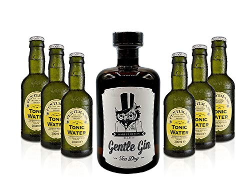Gin Tonic Set - Gentle Gin Tea Dry 0,5l (47% Vol) + 6x Fentimans Tonic Water 200ml inkl. Pfand MEHRWEG -[Enthält Sulfite] von Mixcompany.de Bar & Glas