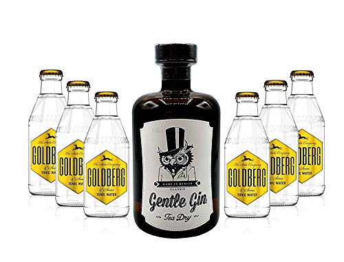 Gin Tonic Set - Gentle Gin Tea Dry 0,5l (47% Vol) + 6x Goldberg Tonic Water 200ml inkl. Pfand MEHRWEG -[Enthält Sulfite] von Mixcompany.de Bar & Glas