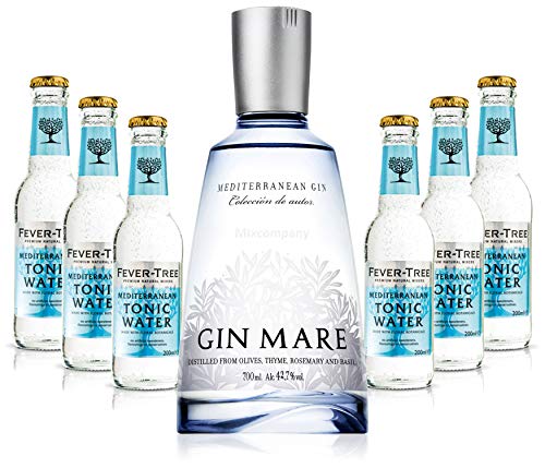 Gin Tonic Set - Gin Mare 0,7l 700ml (42,7% Vol) + 6x Fever Tree Mediterranean Tonic Water 200ml - Inkl. Pfand MEHRWEG von Mixcompany.de Bar & Glas