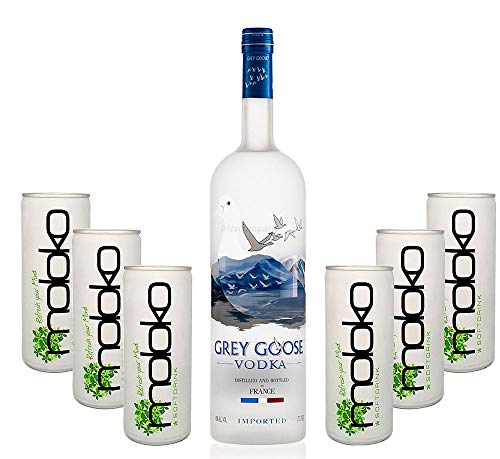 Grey Goose Vodka Wodka Set - Grey Goose Vodka 0,7l 700ml (40% Vol) + 6x Moloko 250ml inkl. Pfand - EINWEG- [Enthält Sulfite] von Mixcompany.de Bar & Glas