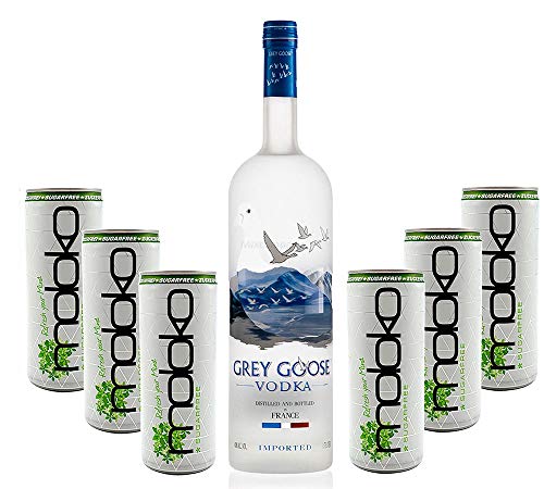 Grey Goose Vodka Wodka Set - Grey Goose Vodka 0,7l 700ml (40% Vol) + 6x Moloko Sugarfree 250ml inkl. Pfand - EINWEG- [Enthält Sulfite] von Mixcompany.de Bar & Glas