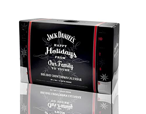 Jack Daniels Whisky Adventskalender - 24 Tage eine Überraschung Original Jack Daniels Tasting Set mit 20x 5cl + 4 Shot Gläser (35% Vol - 45% Vol) - [Enthält Sulfite] von Mixcompany