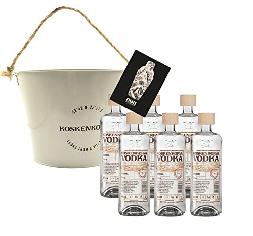 Koskenkorva Vodka Set - Kühler + 6x 0,7L (40% Vol) 6er Set Wodka mit Eimer Eiseimer Eiskübel from Koskenkorva since 1953 Finnland- [Enthält Sulfite] von Mixcompany.de Bar & Glas