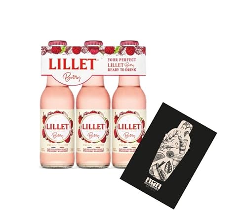 Lillet Berry 3er Set ready to drink 3x 200ml (10,3% vol) Lillet Wild Berry Strawberry Raspberry Mischgetränk- [Enthält Sulfite] von Mixcompany.de Bar & Glas
