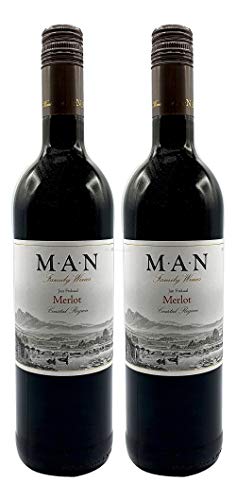 MAN Rotwein - 2er Set - 2x 0,75L (14% Vol) - Jan Fiskaal Merlot - Südafrika- [Enthält Sulfite] von Mixcompany.de Bar & Glas