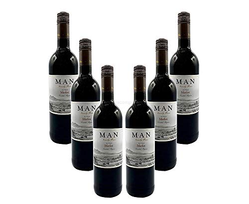 MAN Rotwein - 6er Set - 6x 0,75L (14% Vol) - Jan Fiskaal Merlot - Südafrika- [Enthält Sulfite] von Mixcompany.de Bar & Glas