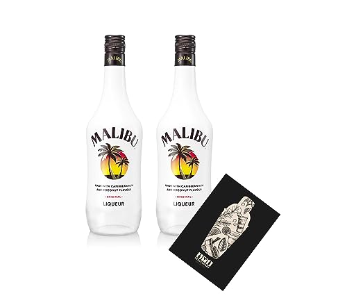 Malibu Kokosnusslikör 2er Set 0,7L (21% Vol) Caribbean Rum Coconut Liqueur- [Enthält Sulfite] von Mixcompany.de Bar & Glas