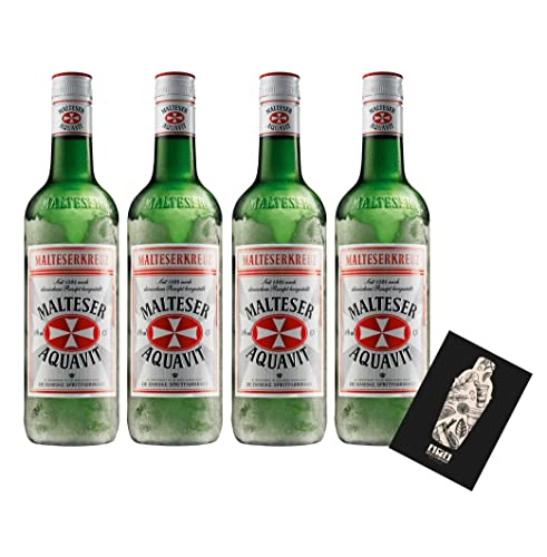 Malteser 4er Set Aquavit 4x 0,7L (40% Vol) Malteserkreuz seit 1924 nach dänischem Rezept hergestellt- [Enthält Sulfite] von Mixcompany.de Bar & Glas