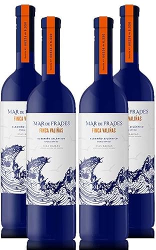 Mar de Frades 4er Set Finca Valinas 0,75L (12,5% Vol) 4x Weißwein Rebsorten: 100% Albariño Jahrgang variierend- [Enthält Sulfite] von Mixcompany.de Bar & Glas