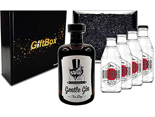 Mixcompany Giftbox - Gin Tonic Set - Gentle Gin Tea Dry 0,5l (47% Vol) + 4x Goldberg Japanese Yuzu Tonic Water 200ml inkl. Pfand MEHRWEG - in Geschenkverpackung - [Enthält Sulfite] von Mixcompany.de Bar & Glas