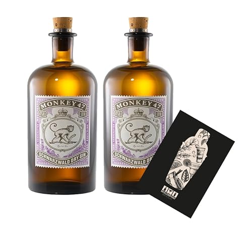 Monkey 47 2er Set Schwarzwald Dry Gin 0,5 (47% vol) unfiltered handcrafted - [Enthält Sulfite] von Mixcompany.de Bar & Glas