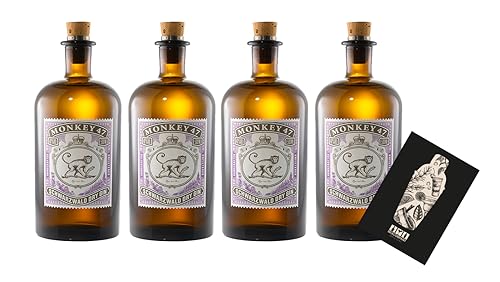 Monkey 47 4er Set Schwarzwald Dry Gin 0,5 (47% vol) unfiltered handcrafted - [Enthält Sulfite] von Mixcompany.de Bar & Glas