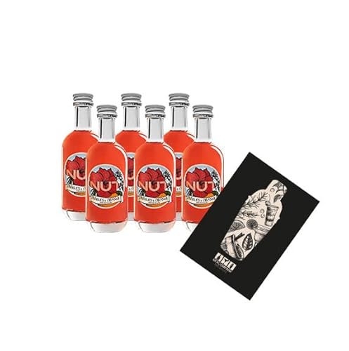 NUT 6er Set MINIATUR Infused Gin Hibiscus Orange 6x 50ml (40% Vol) Hibiskus Orange Gin NUT Distillery aus Spanien- [Enthält Sulfite] von Mixcompany.de Bar & Glas