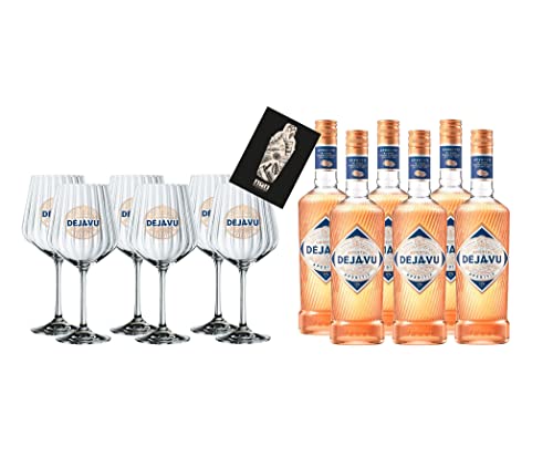 Oriental Deja Vu XXL Set - Aperitif 6x 0,7L (17% Vol) + 6x Stilglas Ballonglas Relief Glas Gläser Déjà-Vu - [Enthält Sulfite] von Mixcompany.de Bar & Glas