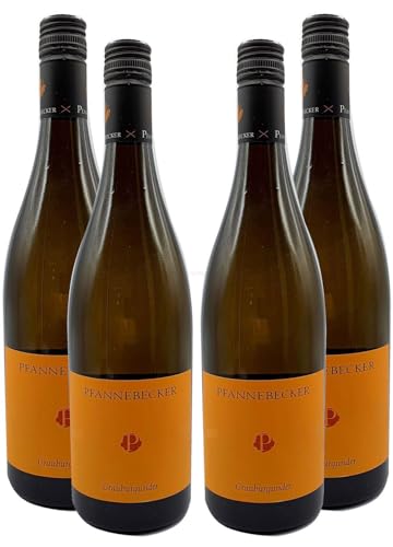 Pfannebecker - 4er Set Grauburgunder 0,75L (13,5% Vol) Trocken - Rheinhessen - deutscher Qualitätswein -[Enthält Sulfite] von Mixcompany.de Bar & Glas
