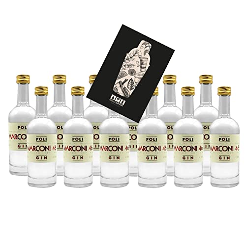 Poli Marconi 46 Gin Miniatur 12x 50ml (46% vol) Dry Gin Italien Mini- [Enthält Sulfite] von Mixcompany.de Bar & Glas