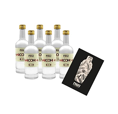 Poli Marconi 46 Gin Miniatur 6x 50ml (46% vol) Dry Gin Italien Mini- [Enthält Sulfite] von Mixcompany.de Bar & Glas