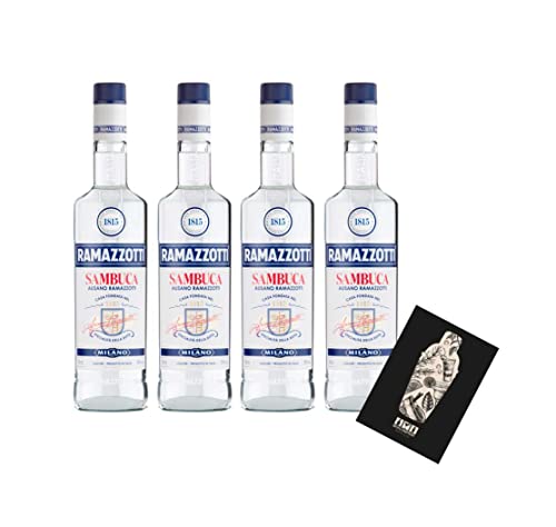 Ramazzotti 4er Set Sambuca 4x 0,7L (38% Vol) Sambuca Likör Liqueur Milano Italy- [Enthält Sulfite] von Mixcompany.de Bar & Glas