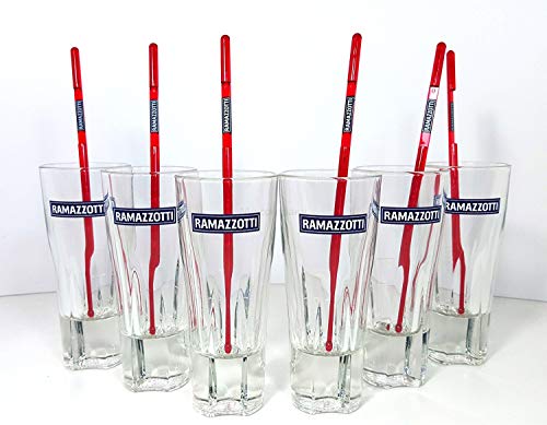 Ramazzotti Gläser Set ? 6X Ramazzotti Gläser 0,3L + 6X Stirrer von Mixcompany.de Bar & Glas