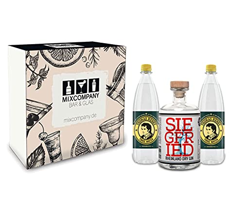 Siegfried Gin Tonic Set/Geschenkset - Siegfried Rheinland Dry Gin 500ml (41% Vol.) + 2x Thomas Henry Tonic Water 1000ml - Inkl. Pfand MEHRWEG von Mixcompany.de Bar & Glas