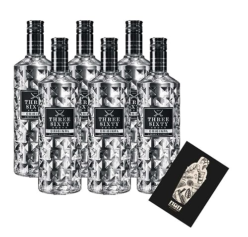 Three Sixty Vodka 6er Set Original 0,7L (37,5% Vol) Diamond filtrated- [Enthält Sulfite] von Mixcompany.de Bar & Glas