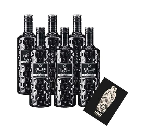 Three Sixty Vodka 6er Set black 0,7L (42% Vol) Diamond filtrated- [Enthält Sulfite] von Mixcompany.de Bar & Glas
