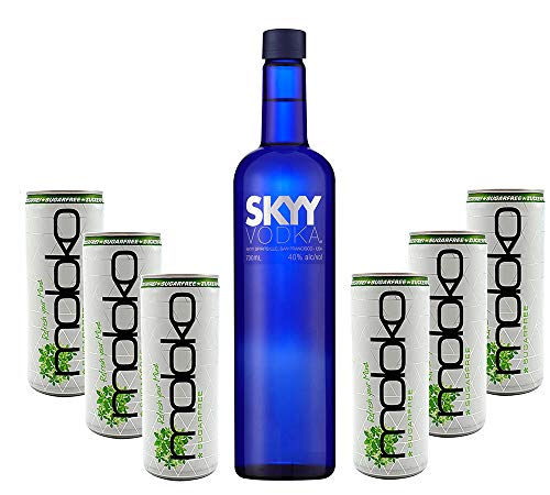 Vodka Set - Skyy Vodka 0,7l 700ml (40% Vol)+ 6x Moloko Sugarfree 250ml inkl. Pfand - EINWEG- [Enthält Sulfite] von Mixcompany.de Bar & Glas