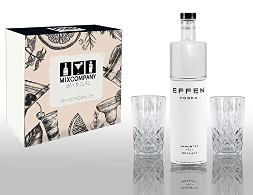 50 Cent Geschenkset Effen Vodka 0,75L (40% Vol) mit 2 Longdrink Gläsern in Kristalloptik- [Enthält Sulfite] von Mixcompany