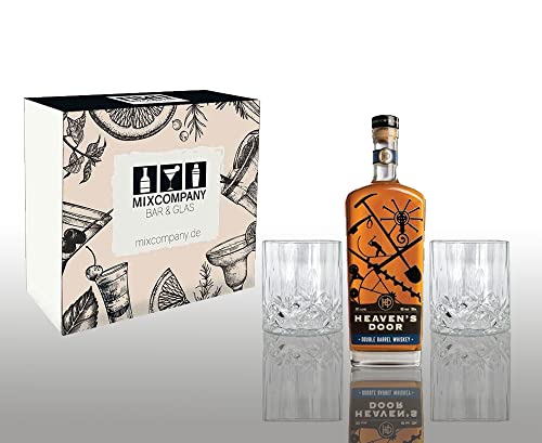 Bob Dylan Geschenkset Heavens Door Double Barrel Whisky 0,7L (50% Vol) 2 Tumbler Kristalloptik Bob Dylans Whisky Knockin on Heavens Door- [Enthält Sulfite] von Mixcompany