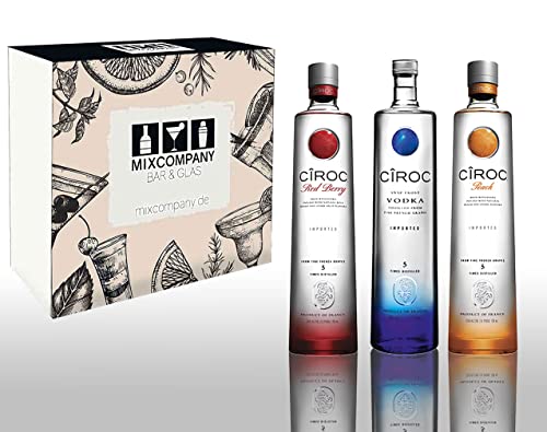 Ciroc Geschenkset Vodka 3er Tasting Set Ciroc Vodka (40% Vol) + Peach + Red Berry je 0,7L (37,5% Vol) von P Diddy/Sean Combs- [Enthält Sulfite] von Mixcompany