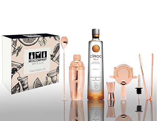 Ciroc Geschenkset Vodka Peach 0,7L (37,5% Vol) mit 6 teiligem Barset von P Diddy/Sean Combs Pfirsich- [Enthält Sulfite] von Mixcompany