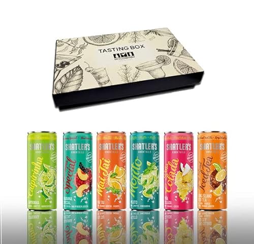 Cocktail Shatlers 6er Tasting Box - 6x Shatlers je 250ml (10,1% Vol) Ready to Drink Geschenk Set mit Caipirinha Havanna Special Mai Tai Mojito Pina Colada Long Island Iced Tea inkl. Pfand EINWEG- [Ent von Mixcompany