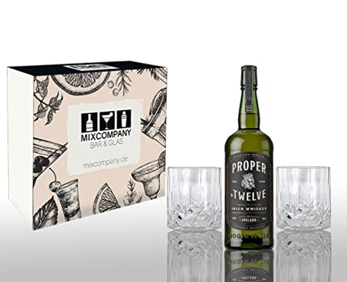 Conor McGregor Geschenkset Proper Twelve Whisky 0,7L (40% Vol) + 2 Tumbler Kristalloptik- [Enthält Sulfite] von Mixcompany