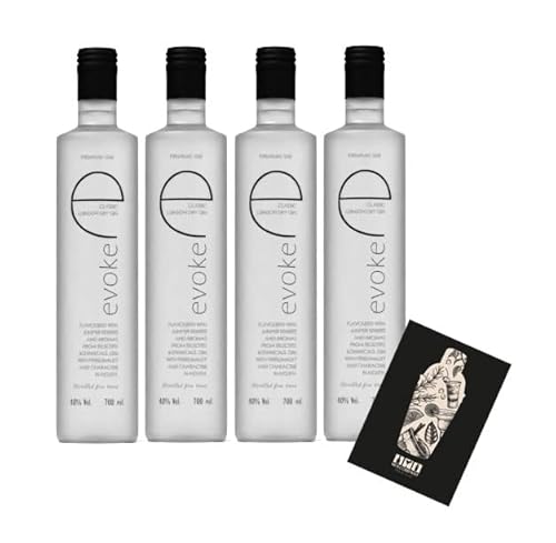 Evoke 4er Set London Dry Gin 4x 0,7L (40% Vol) Der 5 fach destillierte Gin mit Aromen von Wacholderbeeren und ausgewählten Botanicals - [Enthält Sulfite] von Mixcompany