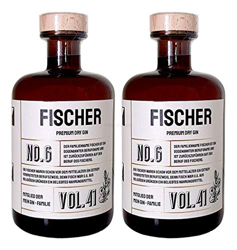 Fischer s Premium Dry Gin No6-2er Set Der Fischer Gin 0,5L (41% Vol)- [Enthält Sulfite] von Mixcompany.de Bar & Glas