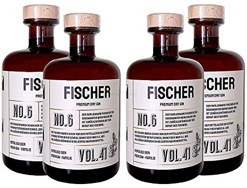 Fischer s Premium Dry Gin No6-4er Set Der Fischer Gin 0,5L (41% Vol)- [Enthält Sulfite] von Mixcompany