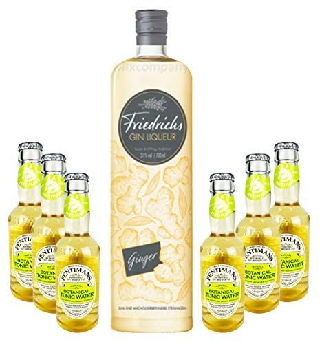Friedrichs Gin Liqueur Ginger 0,7l 700ml (31% Vol) + 6x Fentimans Botanical Tonic Water 0,2l MEHRWEG inkl. Pfand Gin Tonic Bar- [Enthält Sulfite] von Mixcompany