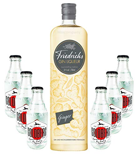 Friedrichs Gin Liqueur Ginger 0,7l 700ml (31% Vol) + 6x Goldberg Japanese Yuzu Tonic 0,2l MEHRWEG inkl. Pfand Gin Tonic Bar- [Enthält Sulfite] von Mixcompany